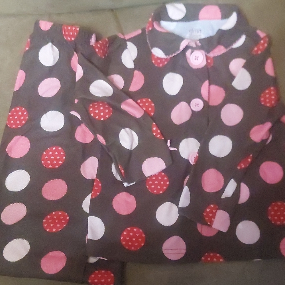 ❄️ Girls Fleece 2pcs Dotted PJs